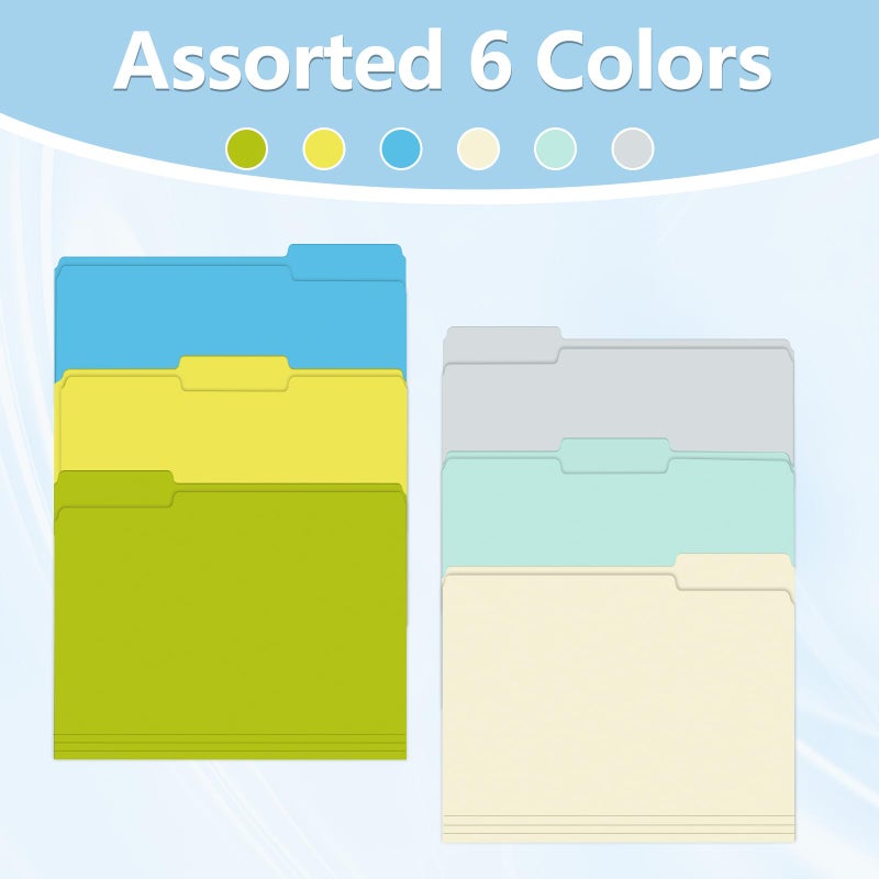 HERKKA File Folder, HERKKA 30 Pack 1/3 Cut Tab File Folders, Letter Size, Assorted 6 Colors, Colored File Folders Designed for Office and Classroom Use - Image 5